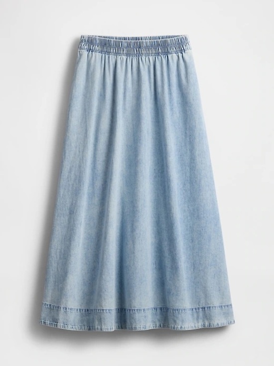 GAP Dresses & Skirts - Light Blue Denim Midi Skirt - Elastic Waist